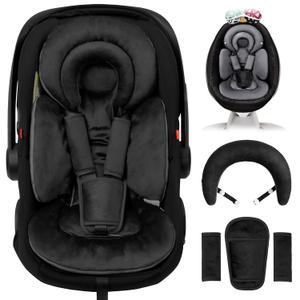 Infant Car Seat Insert with Extra Cushion for Preemie to Toddler, Reversible Newborn Carseat Insert Head Support, Fits for Stroller, Baby Swing, Rocker, Bassinets, Bouncer (Pure Black)
