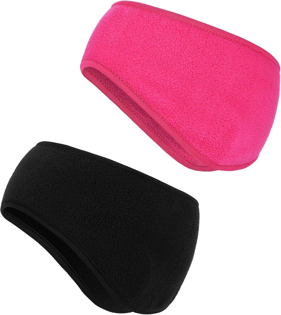 Boao 2 Pieces Fleece Ear Warmers for Women Men Headband Earmuffs Winter Ear Covers for Running Hiking Cycling Skiing Jogging