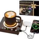 Mug Warmer Cordless 180 Min Battery Life - 10000mAh Portable Charger, Wireless Coffee Cup Warmer for Desk, 3 Temp Settings, Smart Candle Heat Plate for Home, Office, Travel, Camping & Gifts for Men