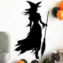 Halloween Wall Decals,Peel and Stick Halloween Theme Decor Stickers,Removable Vinyl Spooky Scary Face Wall Sticker for Holiday Party Decor. (Wicked Witch Silhouette Wall Decal)