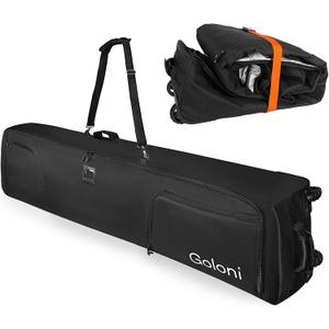 Goloni Ski Bag with Wheels,Padded Snowboard Bag for Air Travel,600D Waterproof Fabric,Foldable Snow Bag Fits 2 Pairs Skis (175cm, Black)