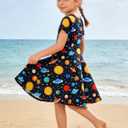 RAISEVERN Little Girls Dress Short Sleeve Casual Kids Summer Sundress for 2-9 Years (4-5T, Universe 1)
