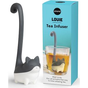 OTOTO Louie Cat Tea Infuser - Cats Loose Leaf Steeper & Diffuser, Tea Strainer Accessories, Cute Gifts for Cat Lovers, White Elephant Gifts, Cute Kitchen Accessories