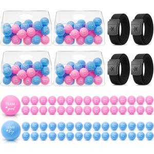 4 Sets Baby Shower Game Swing Shaking Balls Set for Adult Novelty Twerk Includes 120 Table Tennis Balls, 4 Strap Shake Boxes 4 Belts for Bridal Party