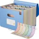 EcoStash Accordion File Organizer, 12-Pocket Wheat Straw Expanding File Folder, Portable Monthly Bill & Tax Receipt Organizer, Letter/A4 Size Document Holder with Colorful Tabs-UN Blue