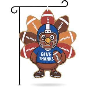 2 x Boao Thanksgiving Turkey Garden Flag 21.65 x 17.72 Inches Double Sided Printed for Outside Decorations, Large Fall Garden Flag Football Winter Autumn Yard Sign for Outdoor Yard Lawn