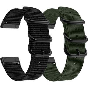 For Fitbit Versa 4 Bands, Woven Nylon Replacement Watch Strap for Fitbit Versa 4/ Versa 3, Fitbit Sense 2/Sense Bands for Women Men,2Pack (Black,Army Green)