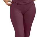 ANRABESS Lounge Sets for Women 2 Piece Foldover Yoga Flare Leggings Pants Crop Tops Casual Y2K Outfits Matching Tracksuit Set (Large, Burgundy)