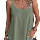 Womens Tank Tops Summer Sleeveless Casual Spaghetti Strap Blouses Eyelet Embroidery Loose Fit Tunic Shirts (XL, Green)