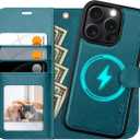 OCASE for iPhone 16 Pro Case Detachable Wallet Case with Card Holder, 2 in 1 Pu Leather Flip Folio with RFID Blocking Stand Wrist Strap Shockproof Phone Cover 6.3 Inch 2024, Peacock Blue