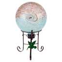 YELENEW 10" Diameter Garden Gazing Balls with Metal Stand(Blue Brown)