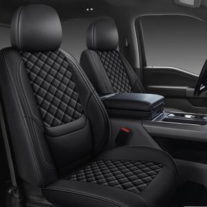 F150 Seat Covers 2015-2026 Full Set, Truck Interior Sets with Lumbar Support Custom Fit for Ford F150 2015-2026, F250/F350/F450 2017-2026 Super Duty Crew Cab XLT XL Lariat Platinum, Black