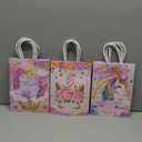Kolldenn 24 Pcs Unicorn Party Favor Bags for Birthday Party Supplies Cute Unicorn Gift Goodie Paper Bags with Handles Rainbow Goody Treat Candy Pouch for Girls Birthday Baby Shower Decorations