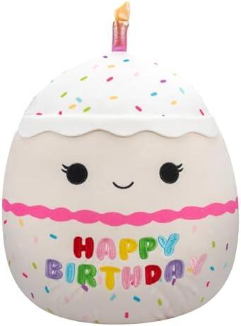 Squishmallows Original 14-Inch Lyla Vanilla Birthday Cake with Rainbow Sprinkles Embroidery - Official Jazwares Large Plush