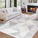 ReaLife Rugs Machine Washable Area Rug - Living Room Bedroom Bathroom Kitchen Entryway Office - Padded Low Pile Stain Resistant Premium - Modern Geometric Contemporary - Miles - Gray 4' x 6'