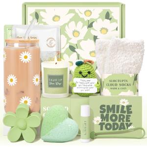 Gift Baskets for Women, 11pcs Unique Happy Birthday Gifts for Women, Best Inspirational Get Well Christmas Ideas Box w/Daisy Cup Her Teen Girl Sister Friend Friendship Mom - BRIGHTEN UP HER DAY!