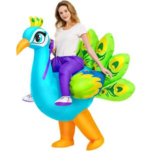 KOOY Inflatable Costume for Adult,Peacock Halloween Costumes Air Blow up Costumes for Women Girls, Funny Ride on Peacock Costume, Inflatable Suit for Men Halloween Party Size L