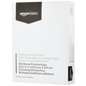 Amazon Basics Multipurpose Copy Printer Paper, 8.5 x 11 Inches , 20 lb, 1 Ream, (500 Sheets), 96 Bright, White
