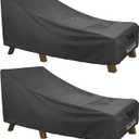 ULTCOVER Waterproof Patio Lounge Chair Cover Heavy Duty Outdoor Chaise Lounge Covers 2 Pack - 64L x 28W x 30H inch, Black