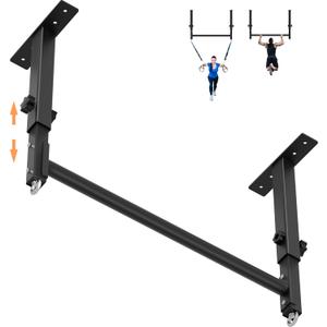 HWOOUSA 48" Ceiling Mount Pull Up Bar, Heavy Duty Multi-Grip Rafter Chin Up Bar for Garage/Basement/Backyard Ceiling Beam, Adjustable Height&Supports to 650 Lbs (Black)