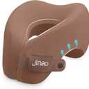 jiaao Neck Pillow Airplane, Memory Foam Travel Neck Pillows for Long Flight, 3D Eye Masks, Ear Plugs and Portable Drawstring Bag, Napping Pillow for Home, Road Trips, Sleep Rest and Travel Use (Coffee(hook & Loop Tape))