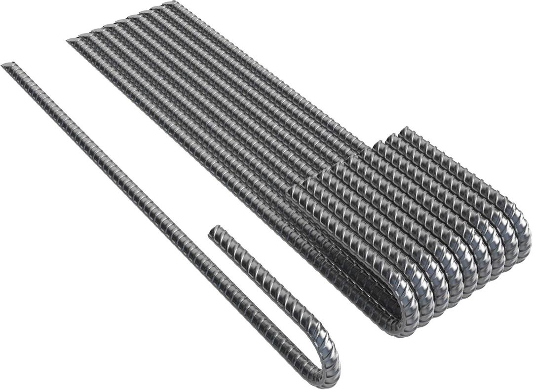 Vodaland Rebar Stakes J Hook Extra Heavy Duty 1/4 inch Coated Steel Ground Anchors with Chisel Point End (10)