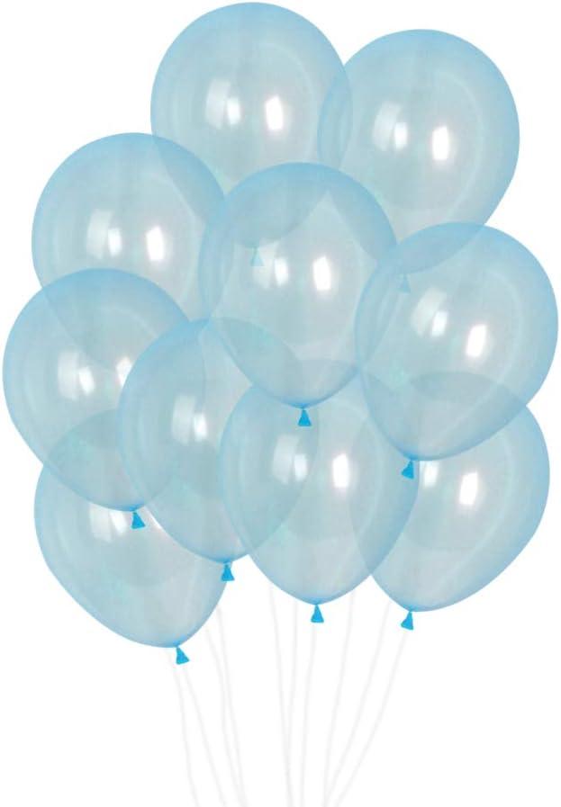 100pcs Crystal Pastel Clear Balloon, 12 inch Thick Transparent Party Latex Balloon for Wedding Birthday Baby Shower Party Decoration (Blue)