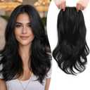 Fine Plus 18'' Hair Toppers for Women, Synthetic Natural Black Hair Topper Adds Volume Top Coverage for Thinning Hair & Gray Roots Lightweight Hairpieces with Natural Loose Wavy Texture for Daily Wear