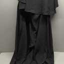 CHICME Womens Elegant Long Puff Sleeve Jumpsuit Deep V Neck Tie Waist Casual Wide Leg Pants Romper with Pockets (Large, Black)