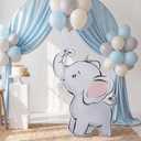 Blue Elephant Baby Shower Decorations, 35'' Large Elephant Cardboard Cutout Stand up Photo Prop for Baby Shower Birthday Gender Reveal Party Photo Backdrop Favor