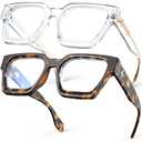 VISOONE 2 Pack Blue Light Blocking Glasses Rectangle Frame and Chic Preppy Look for Women Men RIVER