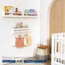 Harwaya White Wall Bookshelf for Kids Room, 24 Inch Toddler Nursery Bookshelf Wall Mounted for Baby Boy Girl Bedroom, Floating Childrens Book Shelves with Hanging Rod for Books - Set of 3