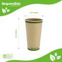 Responsible Products Certified Compostable 20 oz Paper Cups, Cold ＆ Hot Coffee Cups, Disposable Paper Cups, Extra Strength Disposable Cups, Made without PFAS (50 count)