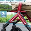 MAXWALK Rollator Walker with Seat, Tall Walkers for Seniors, 12" Big Rubber Wheels All Terrain Rollator Walker with Backrest, Built-in Cable, Foldable and Dual Adjustable Height for 5.3-7ft, Red