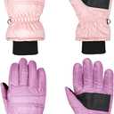 2 Pairs Kids Ski Gloves Waterproof Winter Mittens Warm Full Finger Gloves Snow Gloves for Children (Pink and Violet, 1 - 3 Years)