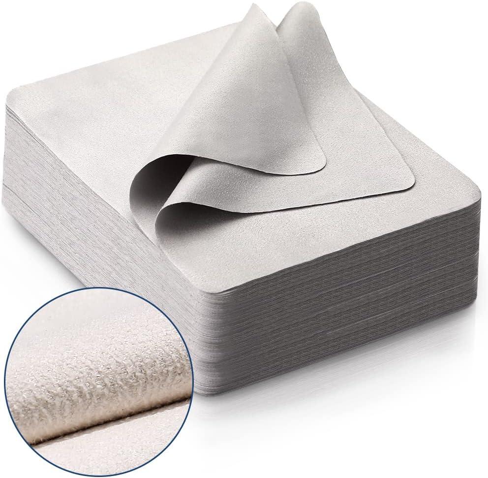100 PCS Glasses Clean Cloth Suede, Lens Clean Cloth for Lenses, Glasses, Screens, Cameras, iPad, iPhone, Eyeglasses (6"x7", 100PCS/Grey)