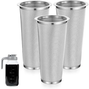 3 Pack Cold Brew Coffee Filter for 64oz Wide Mouth Mason Jar, 304 Stainless Steel Filter Ultra Fine Mesh Strainer, Reusable for Iced Coffee, Tea, Fruit Drinks