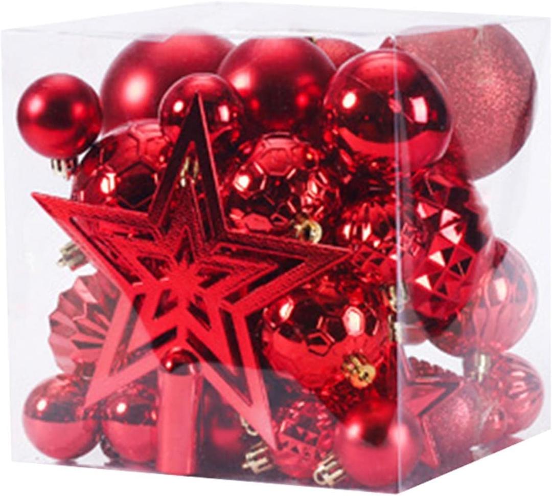45-Pack Christmas Baubles Festival Hanging Balls Christmas Balls Hanging Ornaments Xmas Tree Hanging Pendants for Christmas Tree Festival Holiday Hanging Decorations - Red