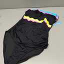 popvil One Piece Swimsuits for Women Tummy Control Strapless Bathing Suits 2026 Neon Bandeau Swimwear (Large, Black Lagoon)