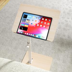 Sofa Armrest Tray Table for Couch - 360° Swivel Height Adjustable End for Small Spaces, Snack Side Table for Bed or Chair with Phone & Tablet Slot (Oak,Angle Adjustable)