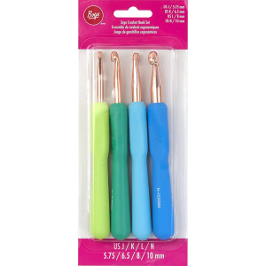 Boye 40-40045 Metal Ergonomic Crochet Hook Set for Medium and Bulky Weight Yarn, Sizes J/K/L/N, Multicolor, 4pcs