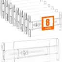 8 Pack 4" High Drawer Dividers for Clothes, 10.6"-16.9" Expandable Drawer Divider Adjustable Drawer Separator, Clear Dresser Drawer Organizer for Clothes, Underwear, Cosmetic, Kitchen Utensils Storage