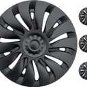 Wheel Covers 19 Inch Compatible with Tesla Model Y Accessories 2024 2023 2022 2021 Matte Black ABS Hubcaps Rim Protector ReplacementNot Fit for Model Y Juniper (Matte Black Cyclone Turbine)