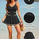 Yonique Swim Dress for Women Tummy Control - V Wired One Piece Swimsuit with Skirt Modest Bathing Suits Skirt 2026 (Black, XL)