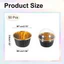 uxcell 50 Pcs Single-sided Aluminum Foil Cupcake Liners with Lids, Greaseproof Muffins Baking Cupcakes for Wedding Birthday Party Decoration, Black (Round)