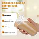 Ziliny 50 Pack 18 oz Clear Plastic Cups with Sip Lids & Straws, Disposable Pet Crystal Iced Coffee Cups with Lids for Coffee Smoothie, Milkshake, Cold Drinks
