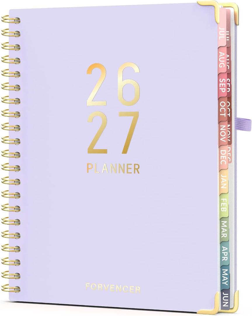 Jul 2026 - Dec 2027 Planner, Forvencer 18 Month Academic Planner 2026-2027, 8.5" x 11", Calendar Planner Weekly and Monthly, Daily Agenda Book, College School Supplies for Student Teacher, A4, Purple