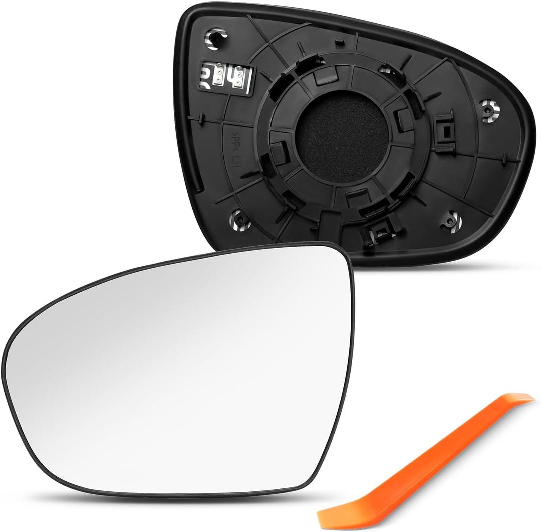 Driver side mirror replacement for Kia Optima 2011 2012 2013 2014 2015, Left Side Rear View Mirror Glass, Chrome, Power Heated with Backing Plate