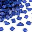 Mosaic Tiles,Glass Tiles, Shine Crystal Mosaic Glass Pieces Bulk Assorted Square and Triangle Glitter Crystal Mosaic Tiles for Home Decoration or DIY Crafts 200g (Deep Blue)