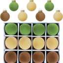 Velvet Ornaments for Christmas Tree 12 PCS Flocked Christmas Balls Ornament 2.36 Inch Velvet Xmas Ornaments Xmas Tree Decoration Shatterproof Xmas Ornament for Holiday (Brown, Green, Beige)